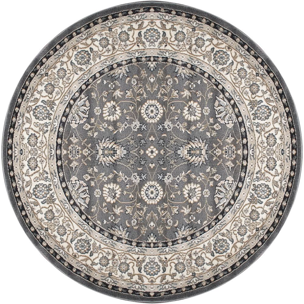 Dynamic Rugs 2803-910 Yazd 5.3 Ft. X 5.3 Ft. Round Rug in Grey/Ivory